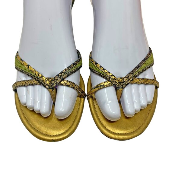 Cole Haan D16764 Metallic Leather Thong Kitten Heel Slides - Picture 6 of 10